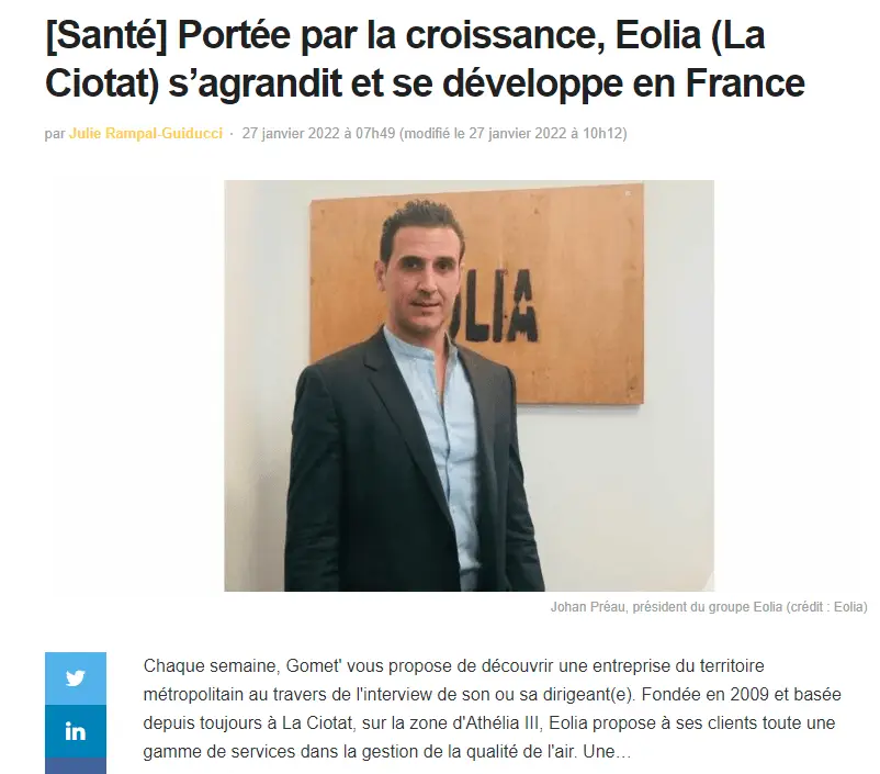 Interview de Johan PREAU par le journal Gomet