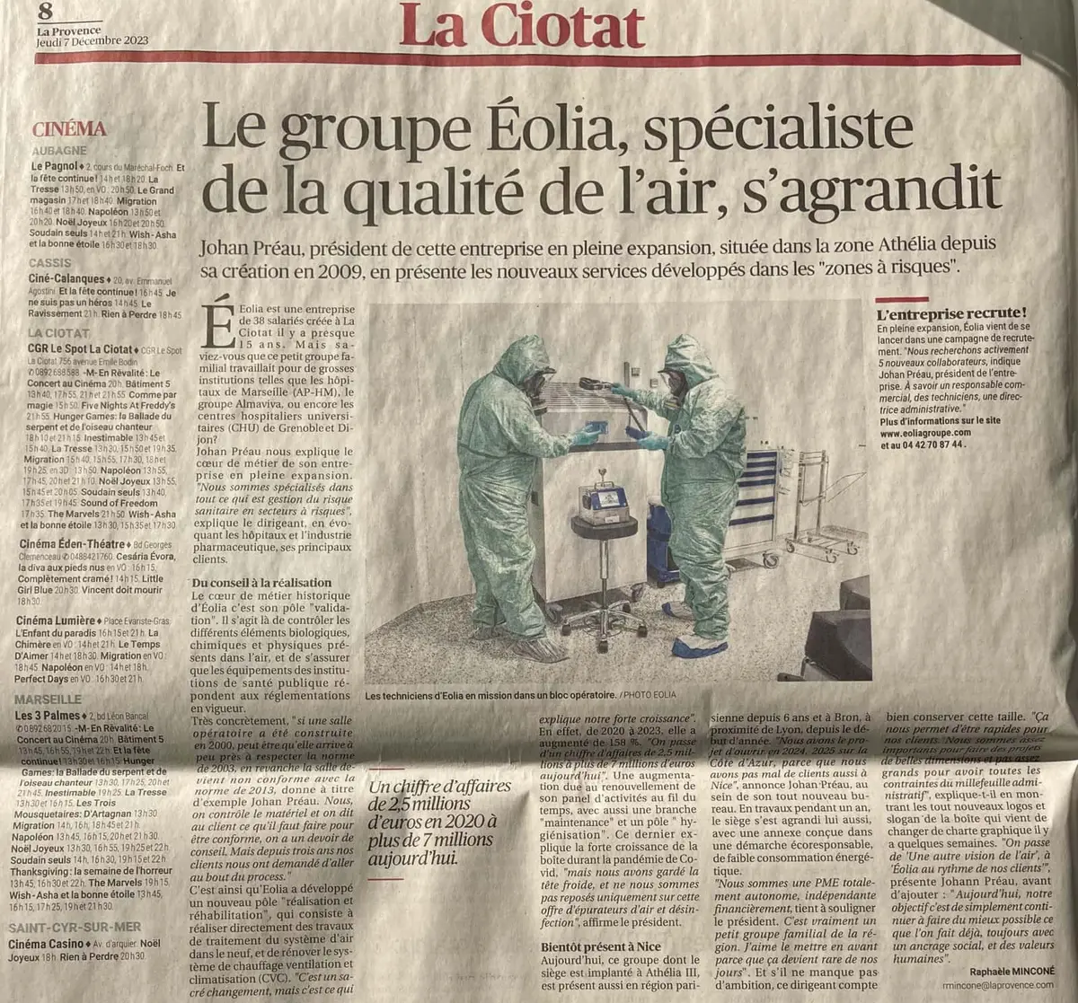 EOLIA GROUPE DANS LE JOURNAL LA PROVENCE