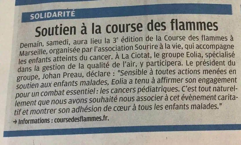 Eolia soutien la course des flammes, La Provence